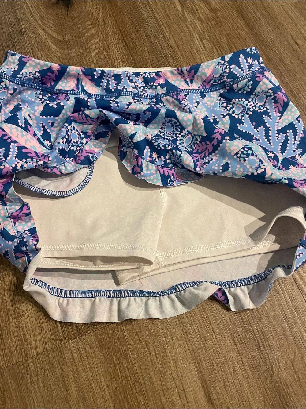 Lilly Pulitzer Navy Blue Floral Ruffle Mini Skirt